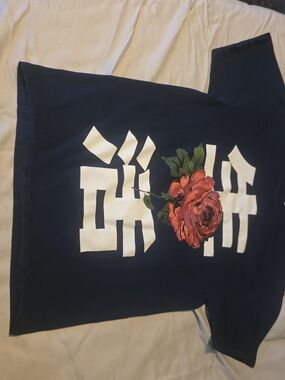 Navy 'Livelihood' Graphic Tee with Bold Rose